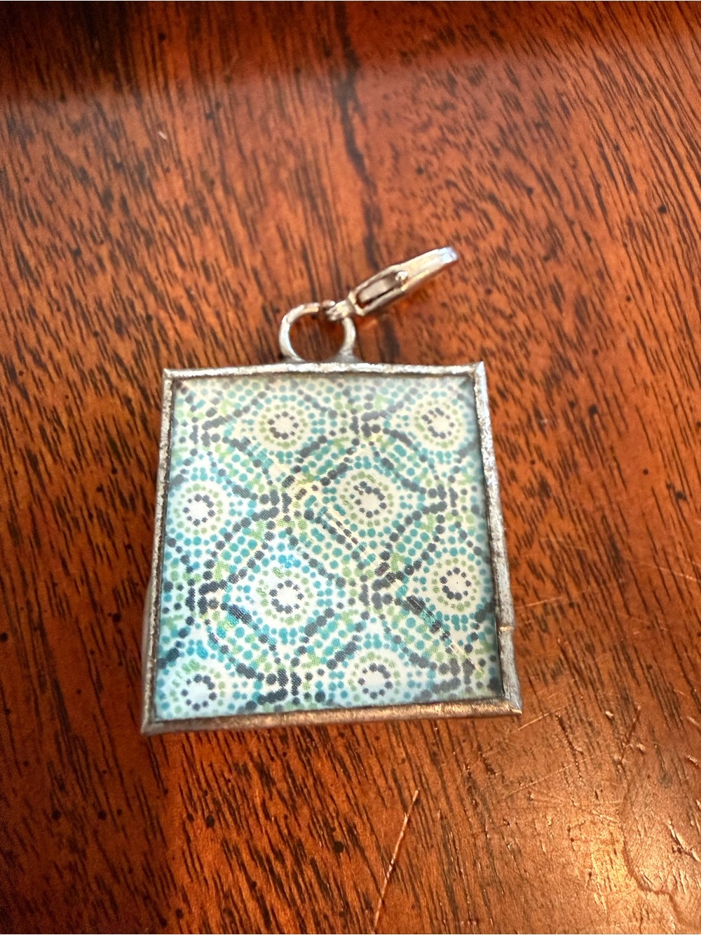 Peace Sign Striped reversible Square Pendant Charm - Multicolor